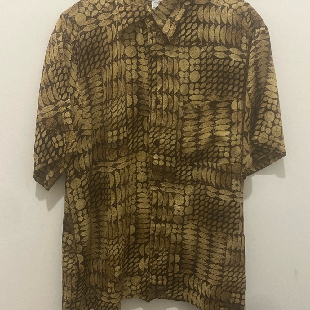 Brown Casual Button Down Shirt with Abstract Pattern